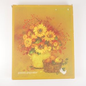 Vintage Hallmark Scented Stationery Set 1980s Sunflowers COMPLETE 8x6"